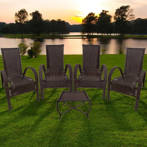 [BLACK FRIDAY] - Kit com 4 cadeiras de Fibra JUNCO Sintética de alta qualidade + 1 Mesa de fibra Brinde, Cor: TABACO