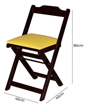 [BLACK FRIDAY] - Kit Mesa Dobrável Madeira Maciça, 4 Cadeiras dobráveis, 70X70cm - Estofado Amarelo