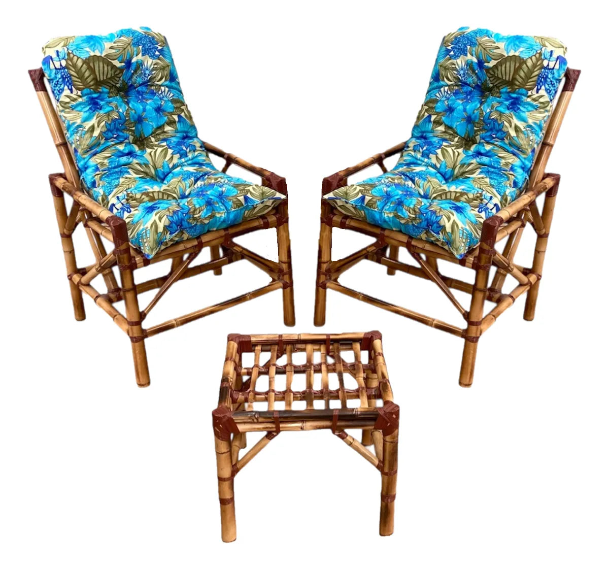 [BLACK FRIDAY] - KIT 1 Namoradeira, 2 Cadeiras Completo flor azul bonito+ Brinde 1 Mesa Centro, 4 Almofadas P/ Jardim