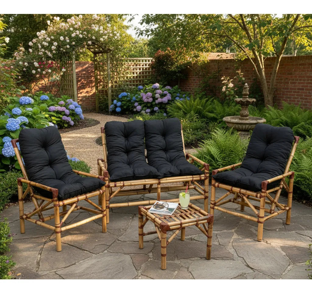 [BLACK FRIDAY] - KIT 1 Namoradeira, 2 Cadeiras Completo PRETO + Brinde 1 Mesa Centro, 4 Almofadas P/ Jardim