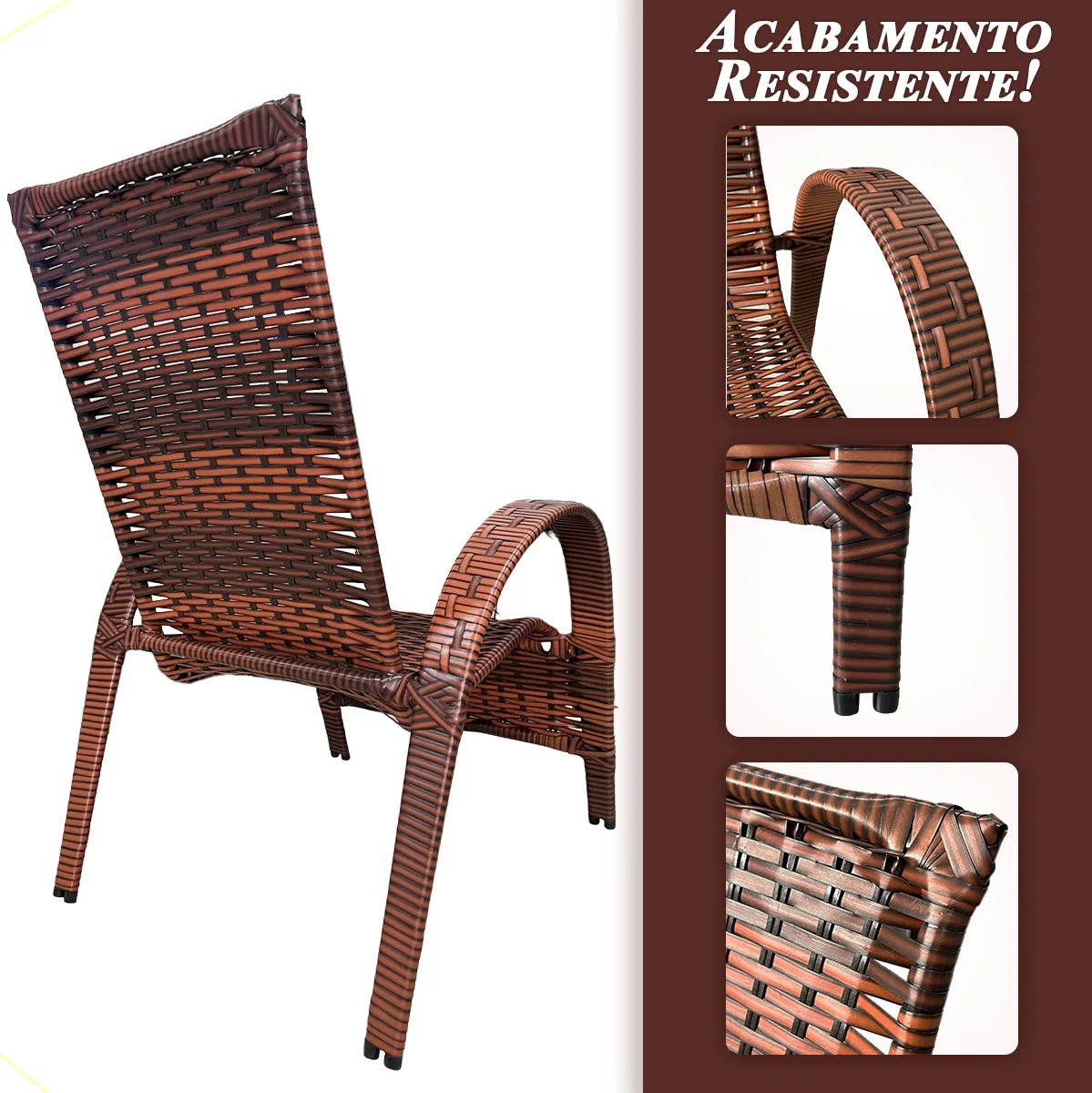 [BLACK FRIDAY] - Kit com 4 cadeiras de Fibra JUNCO Sintética de alta qualidade + 1 Mesa de fibra Brinde, Cor: AMÊNDOAS TERRACOTA