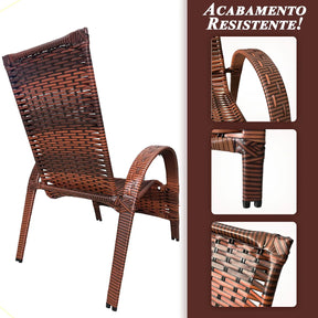[BLACK FRIDAY] - Kit com 4 cadeiras de Fibra JUNCO Sintética de alta qualidade + 1 Mesa de fibra Brinde, Cor: AMÊNDOAS TERRACOTA