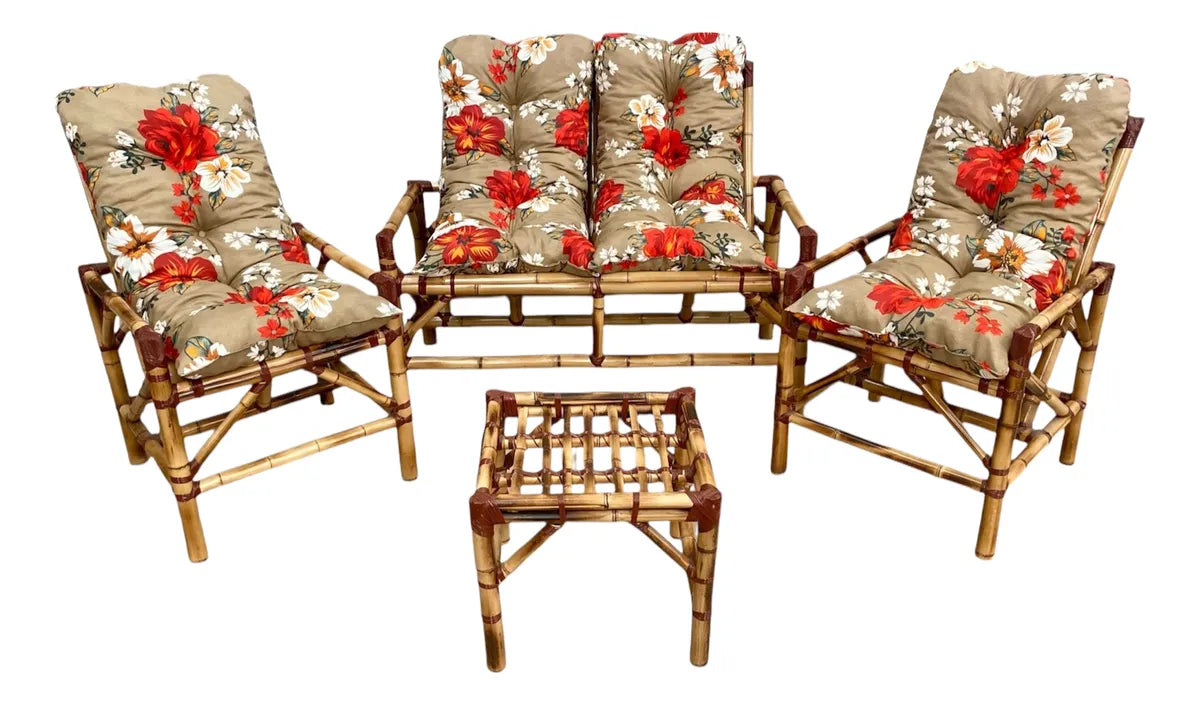 [BLACK FRIDAY] - KIT 1 Namoradeira, 2 Cadeiras Completo CAPUCCINO + Brinde 1 Mesa Centro, 4 Almofadas P/ Jardim