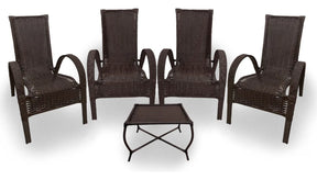 [BLACK FRIDAY] - Kit com 4 cadeiras de Fibra JUNCO Sintética de alta qualidade + 1 Mesa de fibra Brinde, Cor: TABACO