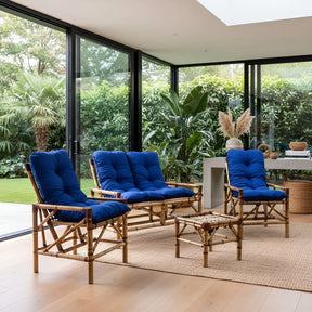 [BLACK FRIDAY] - KIT 1 Namoradeira, 2 Cadeiras Completo AZUL + Brinde 1 Mesa Centro, 4 Almofadas P/ Jardim