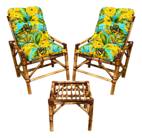 [BLACK FRIDAY] - KIT 1 Namoradeira, 2 Cadeiras Completa GRALHA AMARELA + Brinde 1 Mesa Centro, 4 Almofadas P/ Jardim