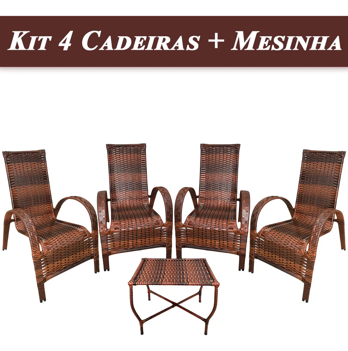 [BLACK FRIDAY] - Kit com 4 cadeiras de Fibra JUNCO Sintética de alta qualidade + 1 Mesa de fibra Brinde, Cor: AMÊNDOAS TERRACOTA