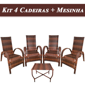 [BLACK FRIDAY] - Kit com 4 cadeiras de Fibra JUNCO Sintética de alta qualidade + 1 Mesa de fibra Brinde, Cor: AMÊNDOAS TERRACOTA