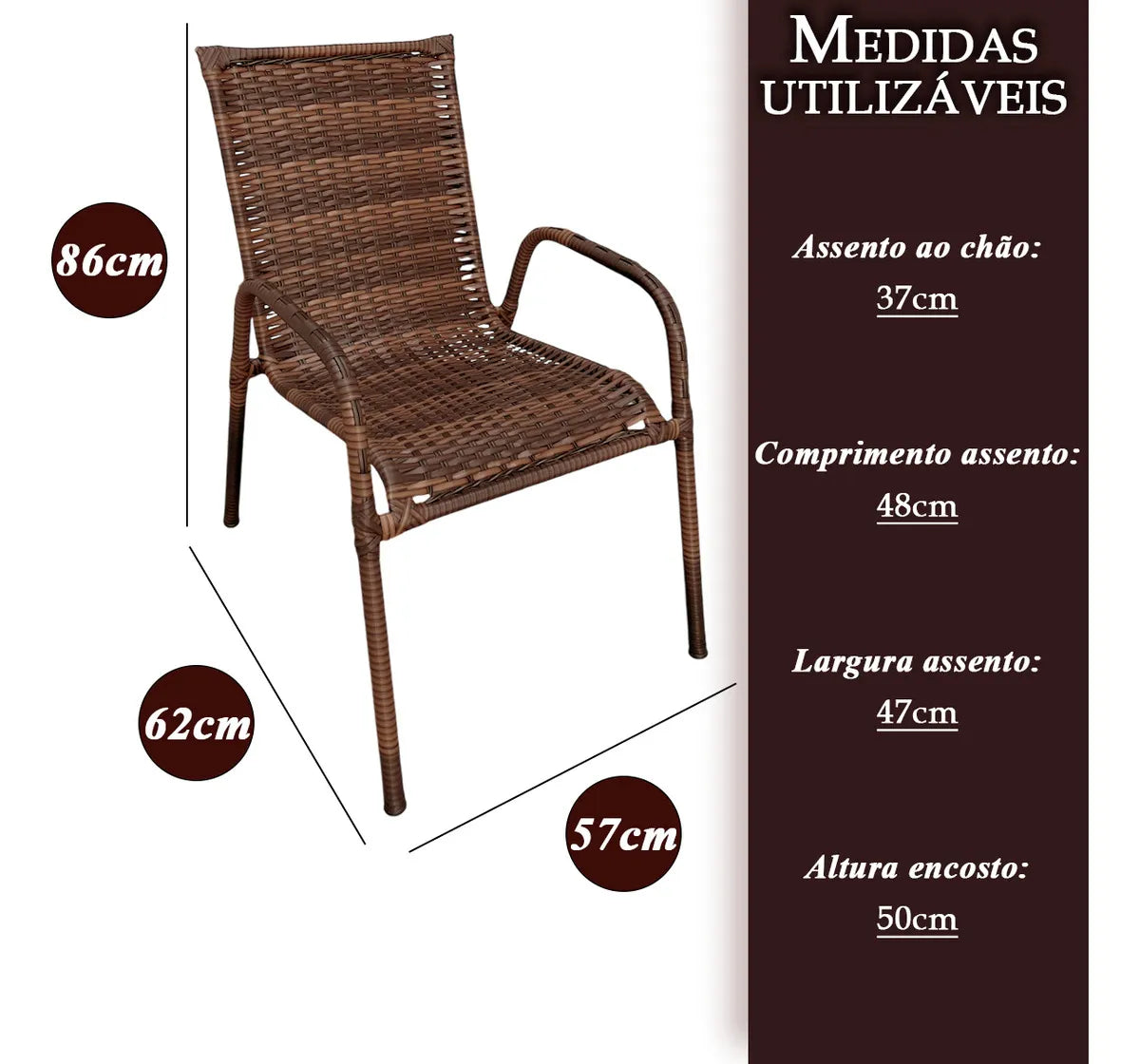 [BLACK FRIDAY] - Kit 4 Cadeiras TRAMA, Fibra Junto Alta Qualidade 86cm Amêndoa Chocolate + 1 Mesa brinde - CASA DA MESA