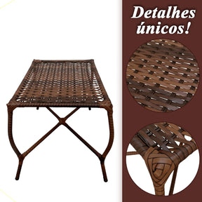 [BLACK FRIDAY] - Kit com 4 cadeiras de Fibra JUNCO Sintética de alta qualidade + 1 Mesa de fibra Brinde, Cor: AMÊNDOAS CHOCOLATE