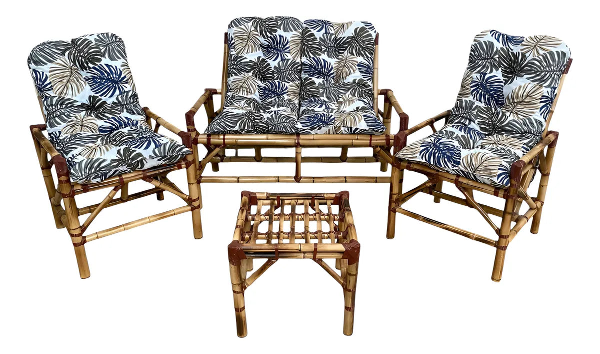 [BLACK FRIDAY] - KIT 1 Namoradeira, 2 Cadeiras Completo Costela Azul + Brinde 1 Mesa Centro, 4 Almofadas P/ Jardim