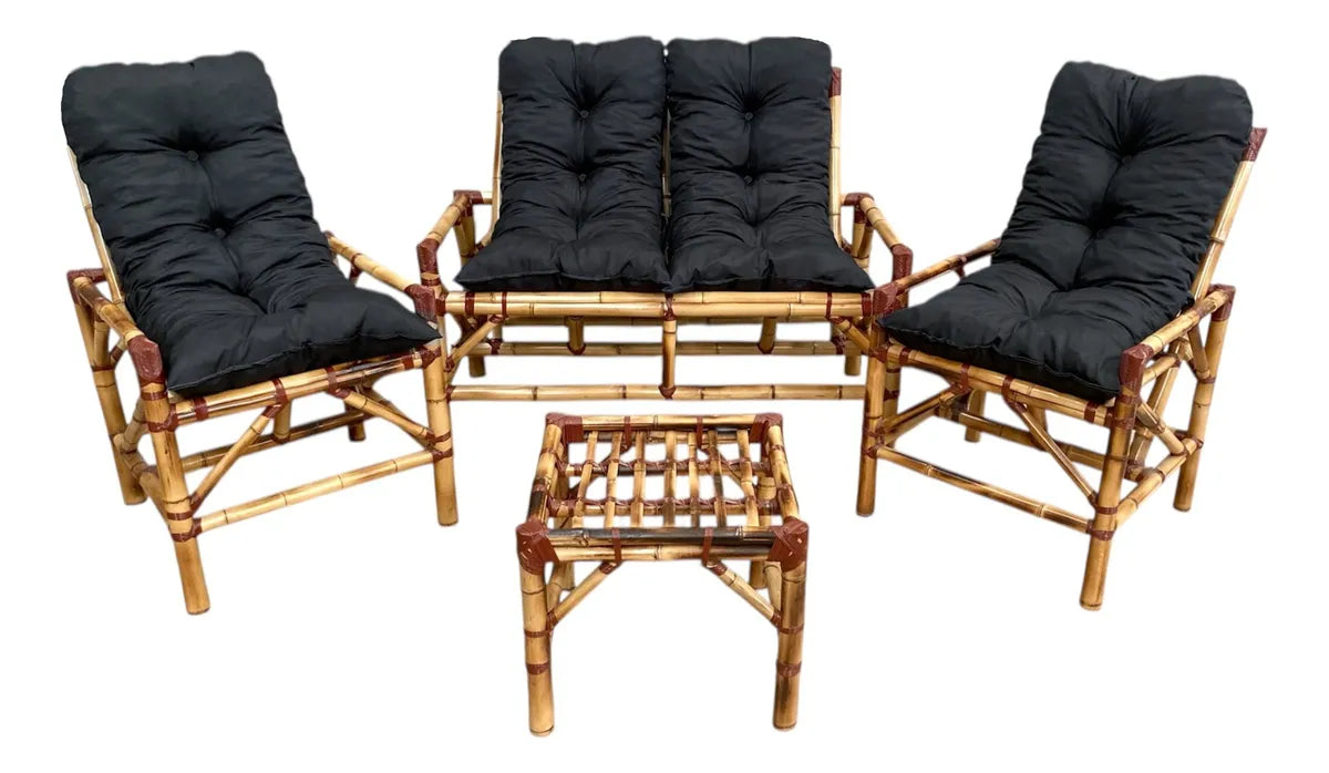 [BLACK FRIDAY] - KIT 1 Namoradeira, 2 Cadeiras Completo PRETO + Brinde 1 Mesa Centro, 4 Almofadas P/ Jardim