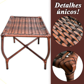 [BLACK FRIDAY] - Kit com 4 cadeiras de Fibra JUNCO Sintética de alta qualidade + 1 Mesa de fibra Brinde, Cor: AMÊNDOAS TERRACOTA