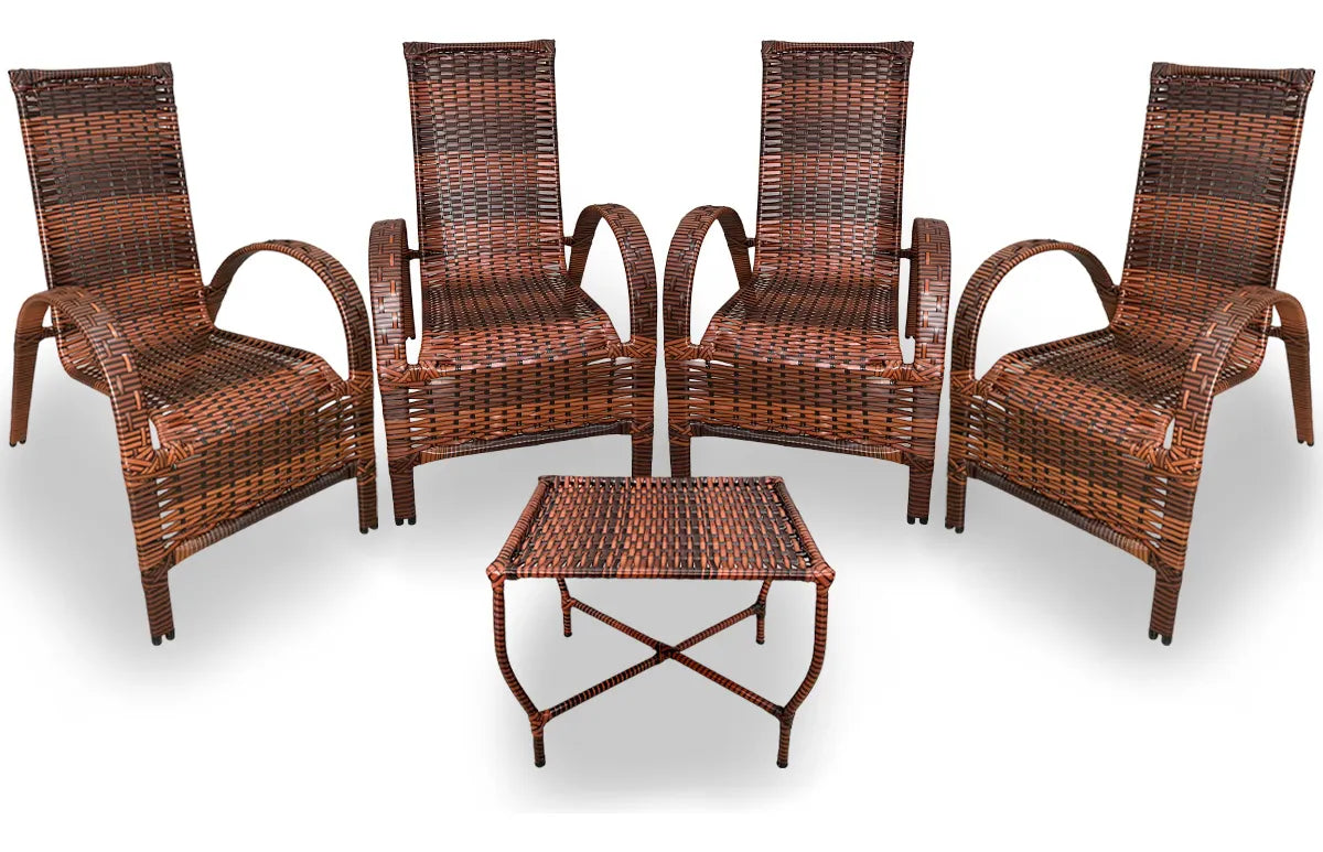 [BLACK FRIDAY] - Kit com 4 cadeiras de Fibra JUNCO Sintética de alta qualidade + 1 Mesa de fibra Brinde, Cor: AMÊNDOAS TERRACOTA