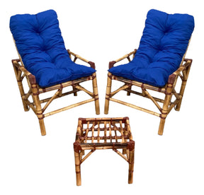 [BLACK FRIDAY] - KIT 1 Namoradeira, 2 Cadeiras Completo AZUL + Brinde 1 Mesa Centro, 4 Almofadas P/ Jardim