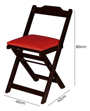 BLACK FRIDAY - Kit Mesa Dobrável Madeira Maciça, 4 Cadeiras dobráveis, 70X70cm - Estofado Vermelho