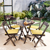 [BLACK FRIDAY] - Kit Mesa Dobrável Madeira Maciça, 4 Cadeiras dobráveis, 70X70cm - Estofado Amarelo