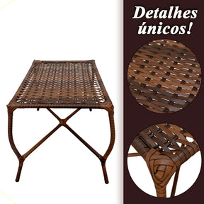 [BLACK FRIDAY] - Kit 4 Cadeiras TRAMA, Fibra Junto Alta Qualidade 86cm Amêndoa Chocolate + 1 Mesa brinde - CASA DA MESA