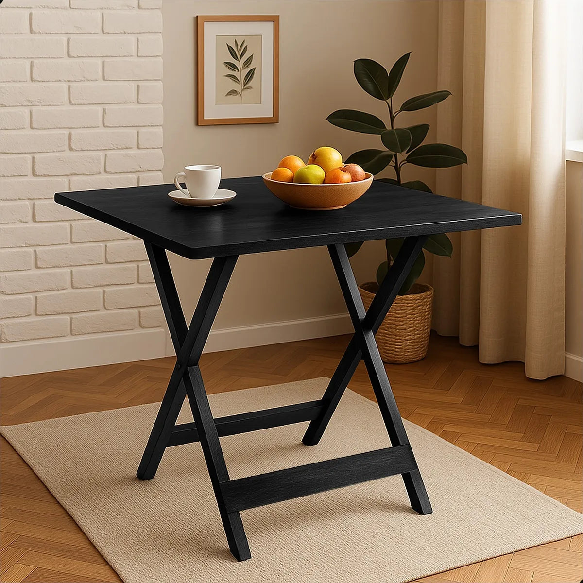 [BLACK FRIDAY] - Kit de Mesa Dobrável 70X70cm, 4 Cadeiras dobrável, PRETA
