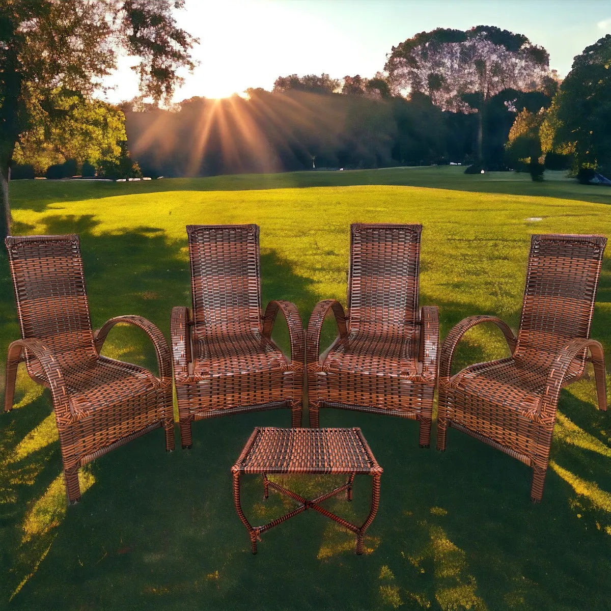 [BLACK FRIDAY] - Kit com 4 cadeiras de Fibra JUNCO Sintética de alta qualidade + 1 Mesa de fibra Brinde, Cor: AMÊNDOAS TERRACOTA