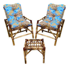 [BLACK FRIDAY] - KIT 1 Namoradeira, 2 Cadeiras Completo Orquídea AZUL + Brinde 1 Mesa Centro, 4 Almofadas P/ Jardim