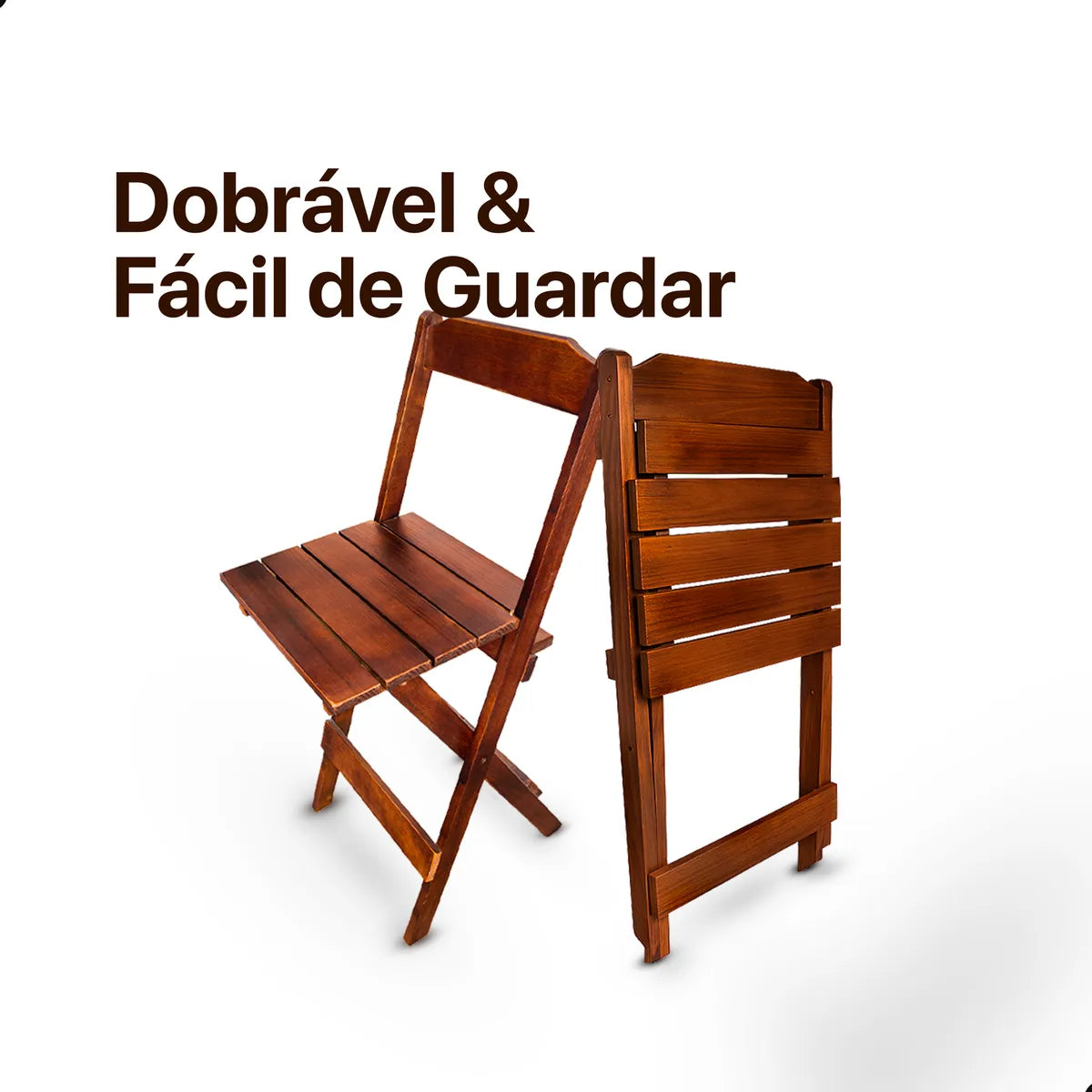 [BLACK FRIDAY] - Kit Mesa dobrável 70X70cm, 4 Cadeiras dobráveis de madeira - IMBUA