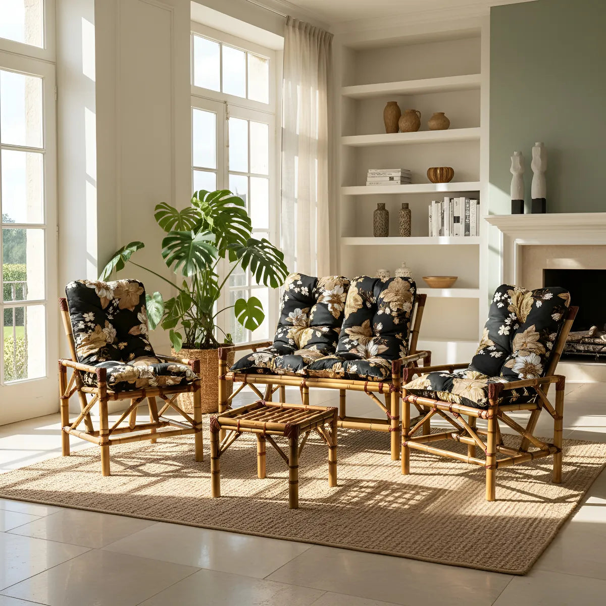 [BLACK FRIDAY] - KIT 1 Namoradeira, 2 Cadeiras Completo Rosa/BEGE + Brinde 1 Mesa Centro, 4 Almofadas P/ Jardim