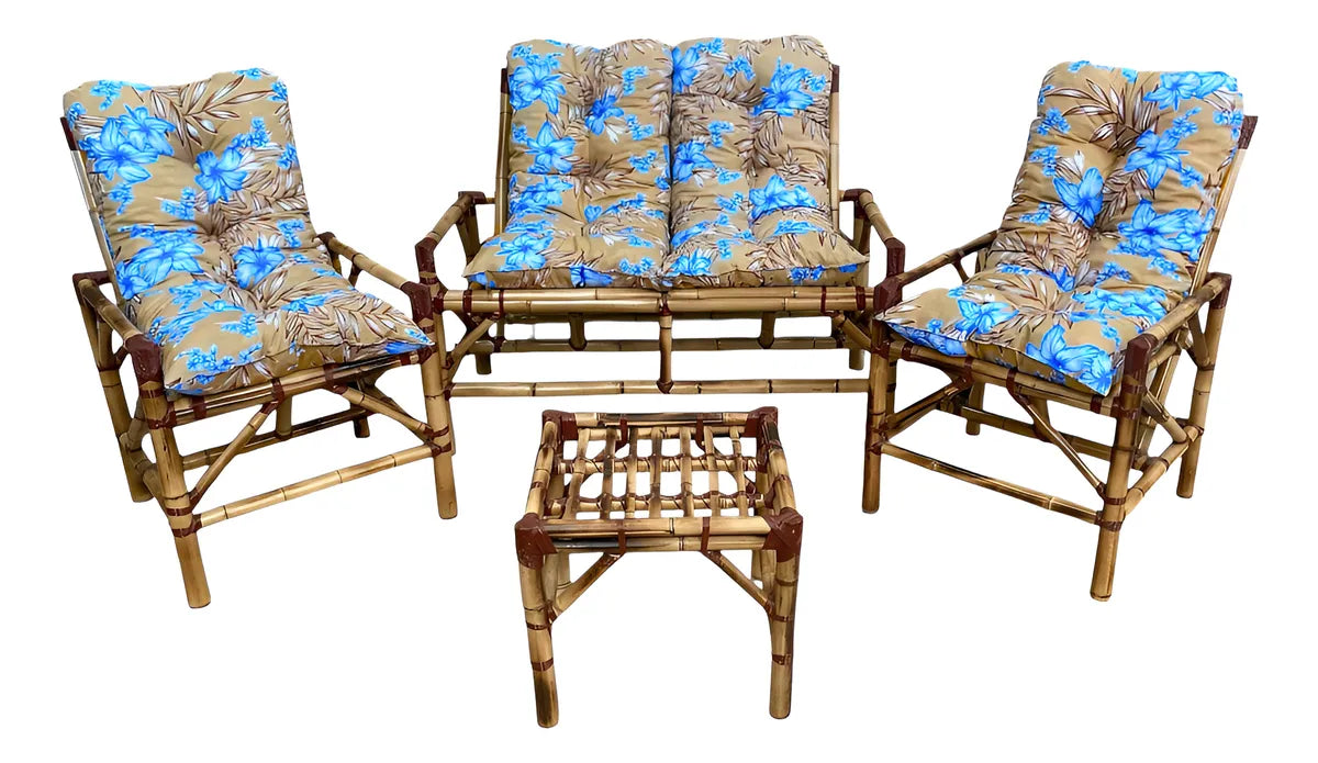 [BLACK FRIDAY] - KIT 1 Namoradeira, 2 Cadeiras Completo Orquídea AZUL + Brinde 1 Mesa Centro, 4 Almofadas P/ Jardim