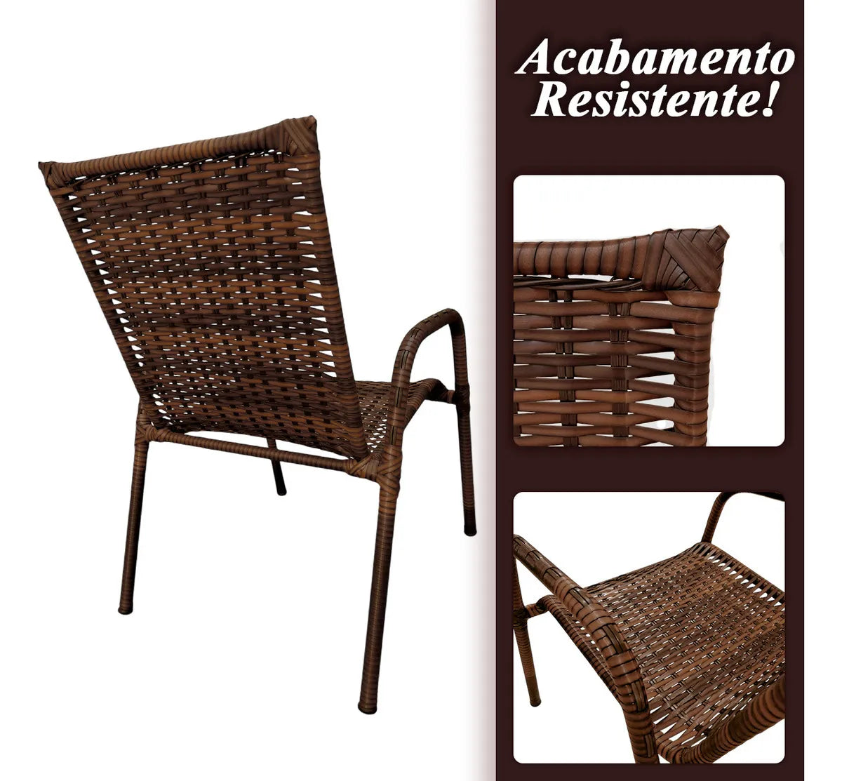 [BLACK FRIDAY] - Kit 4 Cadeiras TRAMA, Fibra Junto Alta Qualidade 86cm Amêndoa Chocolate + 1 Mesa brinde - CASA DA MESA