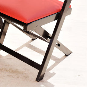 BLACK FRIDAY - Kit Mesa Dobrável Madeira Maciça, 4 Cadeiras dobráveis, 70X70cm - Estofado Vermelho