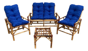 [BLACK FRIDAY] - KIT 1 Namoradeira, 2 Cadeiras Completo AZUL + Brinde 1 Mesa Centro, 4 Almofadas P/ Jardim
