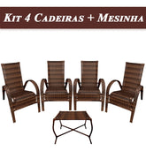 [BLACK FRIDAY] - Kit com 4 cadeiras de Fibra JUNCO Sintética de alta qualidade + 1 Mesa de fibra Brinde, Cor: AMÊNDOAS CHOCOLATE