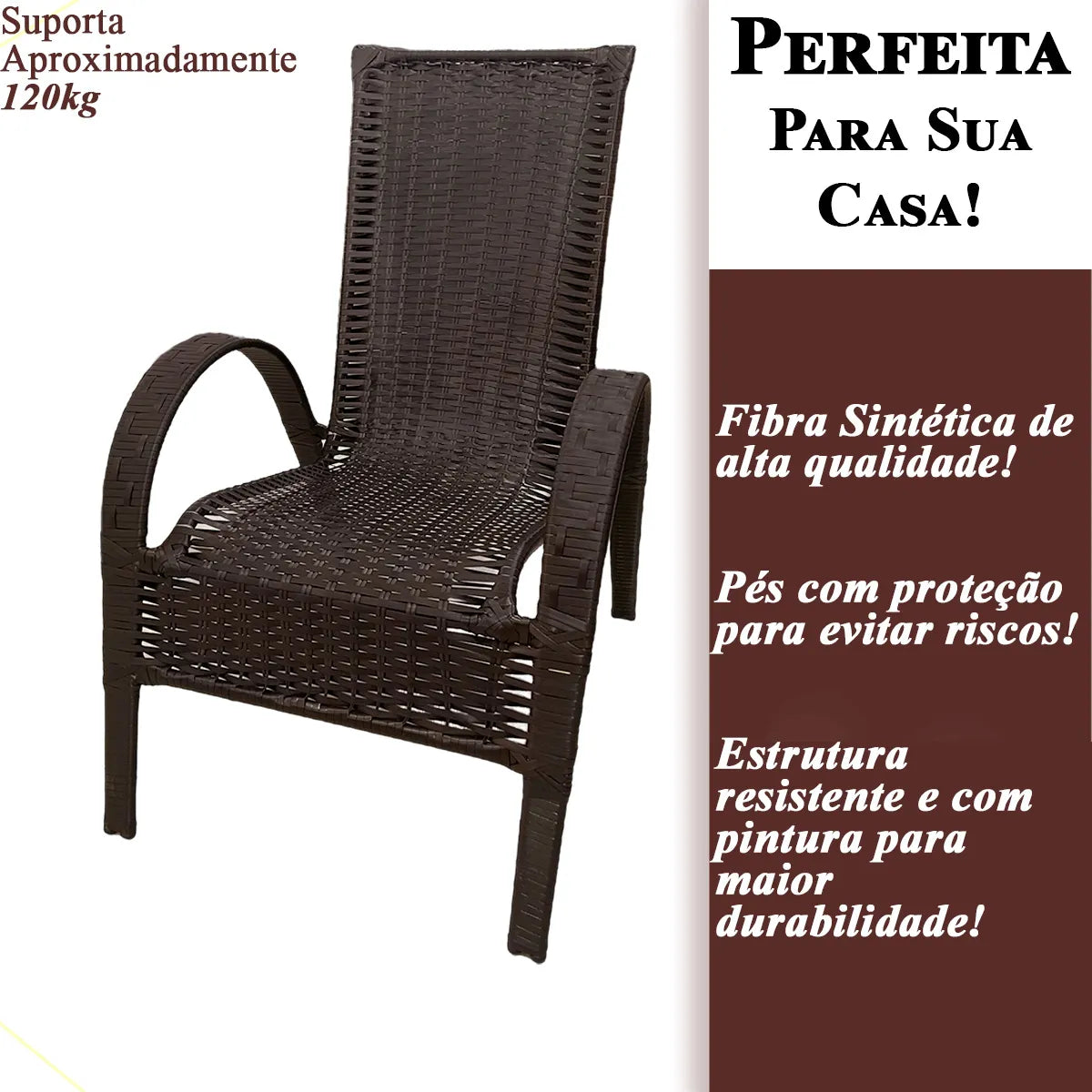 [BLACK FRIDAY] - Kit com 4 cadeiras de Fibra JUNCO Sintética de alta qualidade + 1 Mesa de fibra Brinde, Cor: TABACO