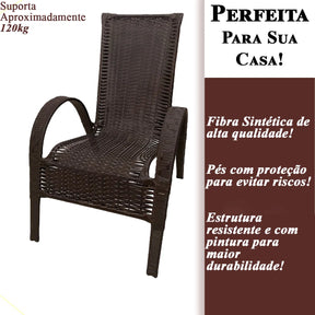 [BLACK FRIDAY] - Kit com 4 cadeiras de Fibra JUNCO Sintética de alta qualidade + 1 Mesa de fibra Brinde, Cor: TABACO