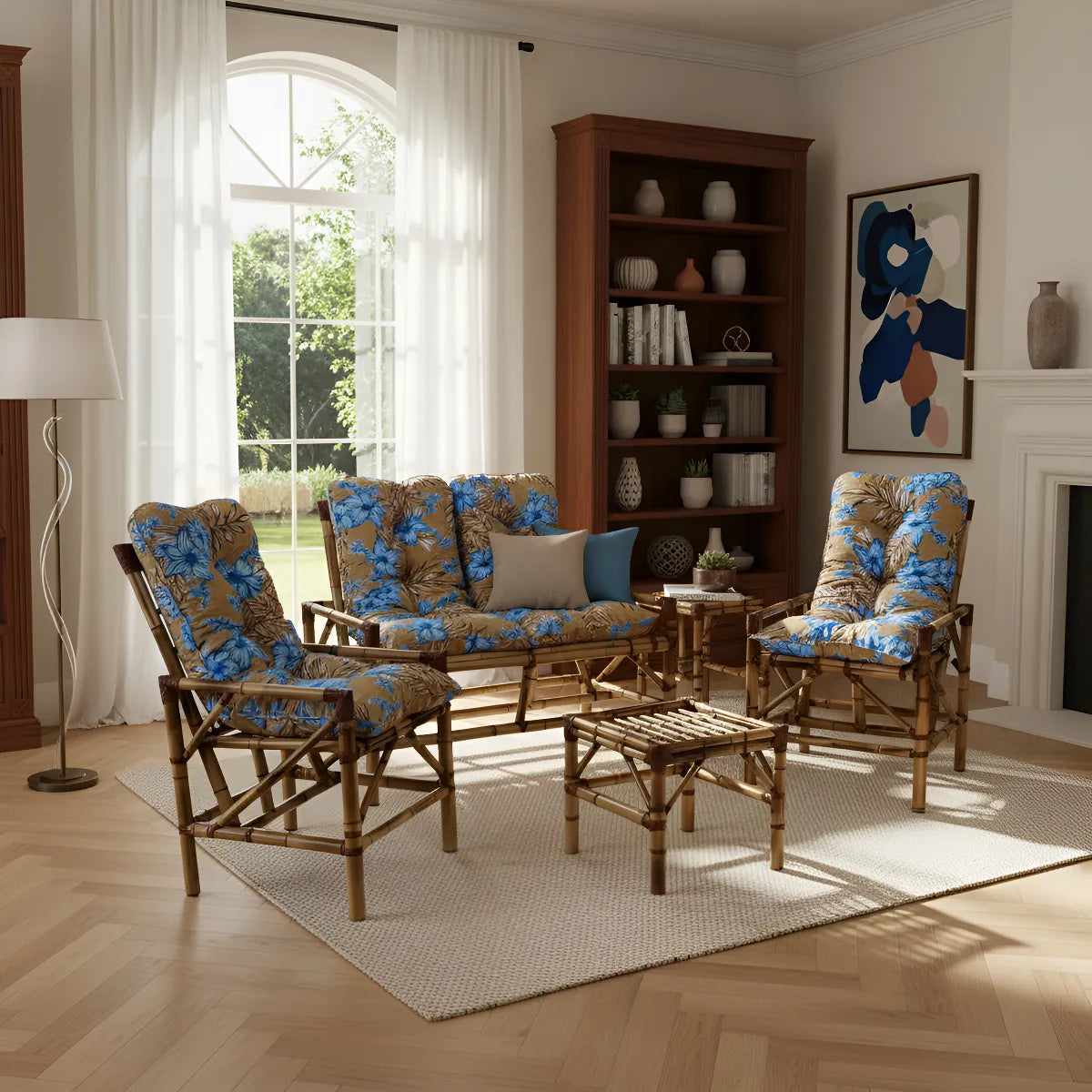 [BLACK FRIDAY] - KIT 1 Namoradeira, 2 Cadeiras Completo Orquídea AZUL + Brinde 1 Mesa Centro, 4 Almofadas P/ Jardim