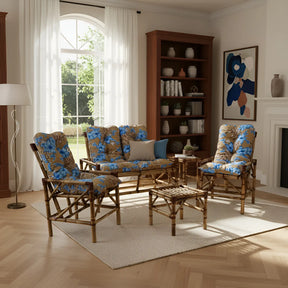 [BLACK FRIDAY] - KIT 1 Namoradeira, 2 Cadeiras Completo Orquídea AZUL + Brinde 1 Mesa Centro, 4 Almofadas P/ Jardim