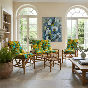 [BLACK FRIDAY] - KIT 1 Namoradeira, 2 Cadeiras Completa GRALHA AMARELA + Brinde 1 Mesa Centro, 4 Almofadas P/ Jardim