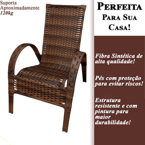 [BLACK FRIDAY] - Kit com 4 cadeiras de Fibra JUNCO Sintética de alta qualidade + 1 Mesa de fibra Brinde, Cor: AMÊNDOAS CHOCOLATE
