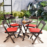 BLACK FRIDAY - Kit Mesa Dobrável Madeira Maciça, 4 Cadeiras dobráveis, 70X70cm - Estofado Vermelho