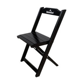 [BLACK FRIDAY] - Kit de Mesa Dobrável 110x70cm, 6 Cadeiras dobrável, Heineken PRETA- Madeira maciça