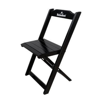 [BLACK FRIDAY] - Kit de Mesa Dobrável 110x70cm, 6 Cadeiras dobrável, Heineken PRETA- Madeira maciça
